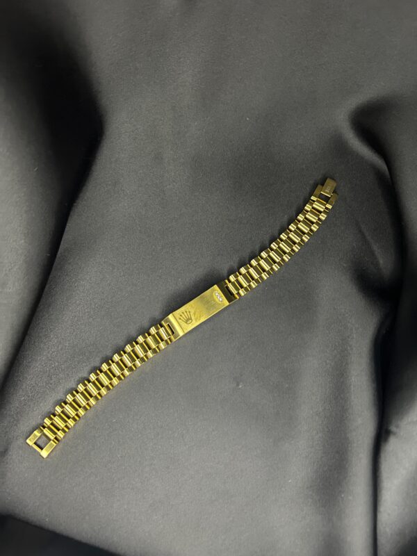 Golden Rolex Stainless Steel Men's Bracelet, Premium Quality - Image 3