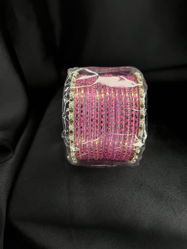 Light Pink Kanch Bangle Set, Size 2