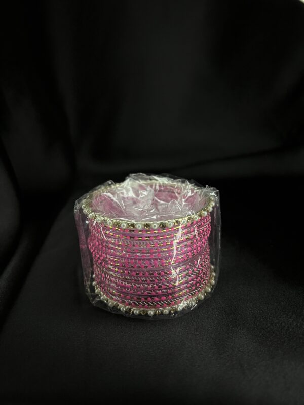 Light Pink Kanch Bangle Set, Size 2 - Image 2