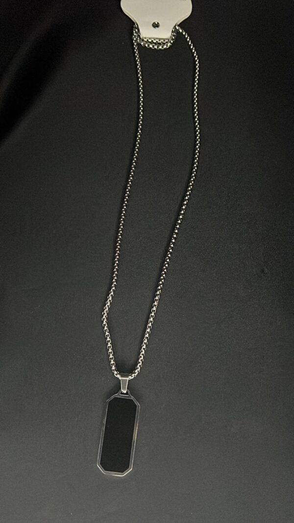 Black Stone Silver Stainless Steel Pendent