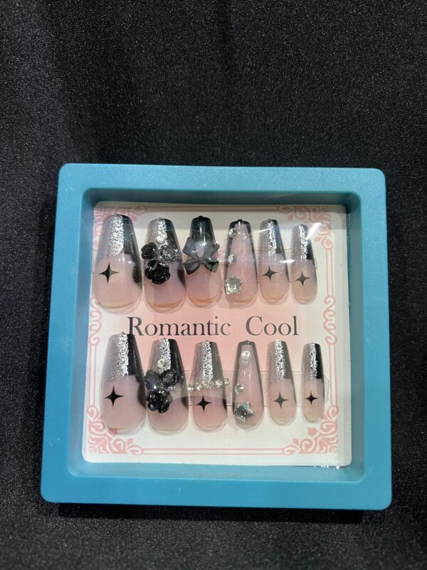 Black Bow Shinny Press On Nails - Image 2
