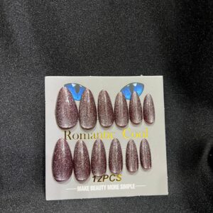Premium Brown Shinny Cat Eye Press On Nails