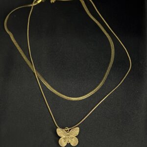 Butterfly Double Layer Snakechain Stainless Steel Pendent