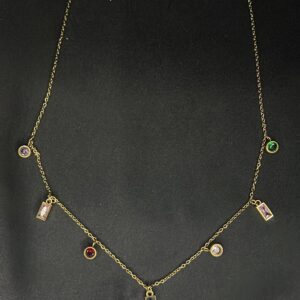 Multistone Premium Quality Tukish Stainless Steel Necklesss