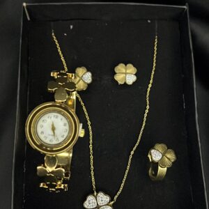 Flower Stone Stainless Steel watch, Earring, Pendent,Rings Combo Set
