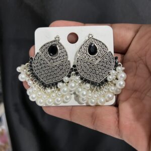 Pearl & Stones  Oxidized  earrings