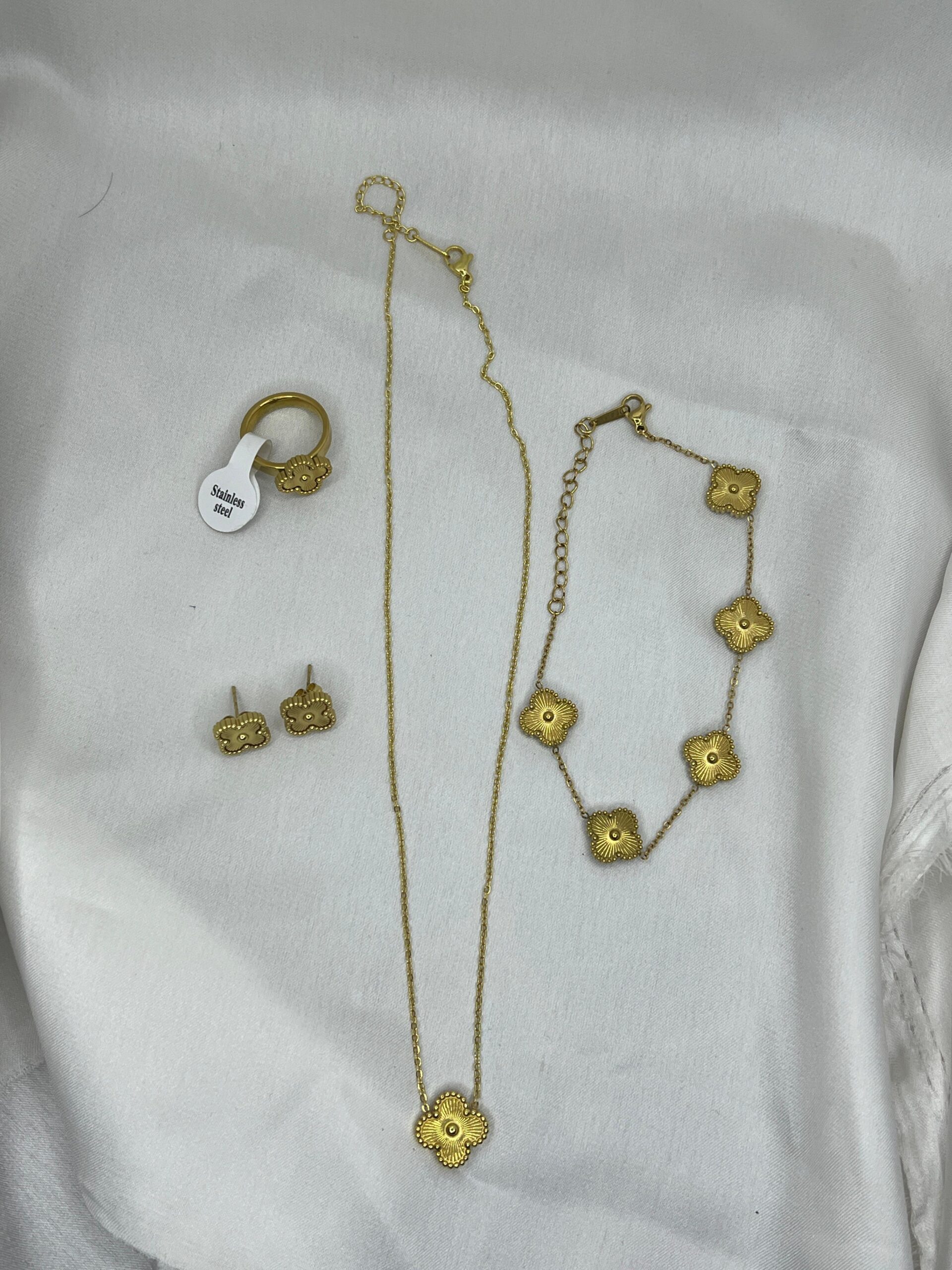 Golden Clover Combo set | luxury Jewellery | Stainless Steel|