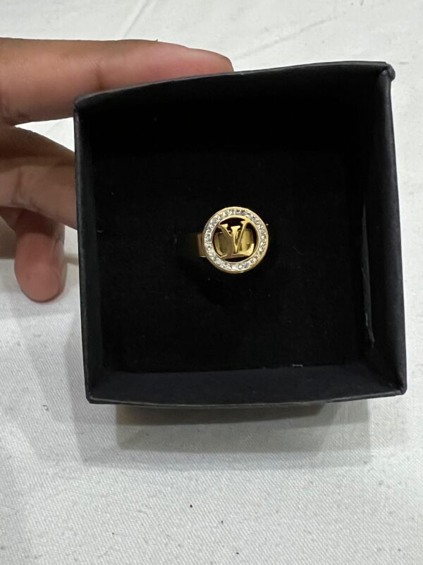 LV Stone Ring Stainless Steel Size 18