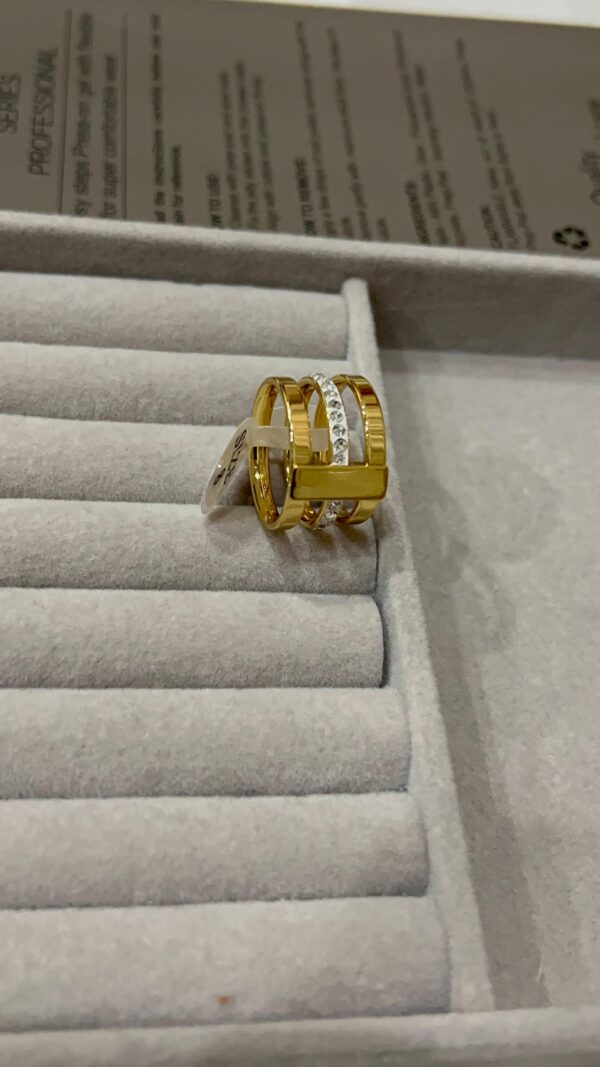 Three Layer Stone Stainless Steel Ring Size 7
