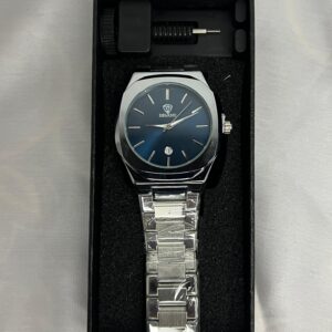 DEARINO Men's Stainless Steel Watch – Blue Dial with Date Display